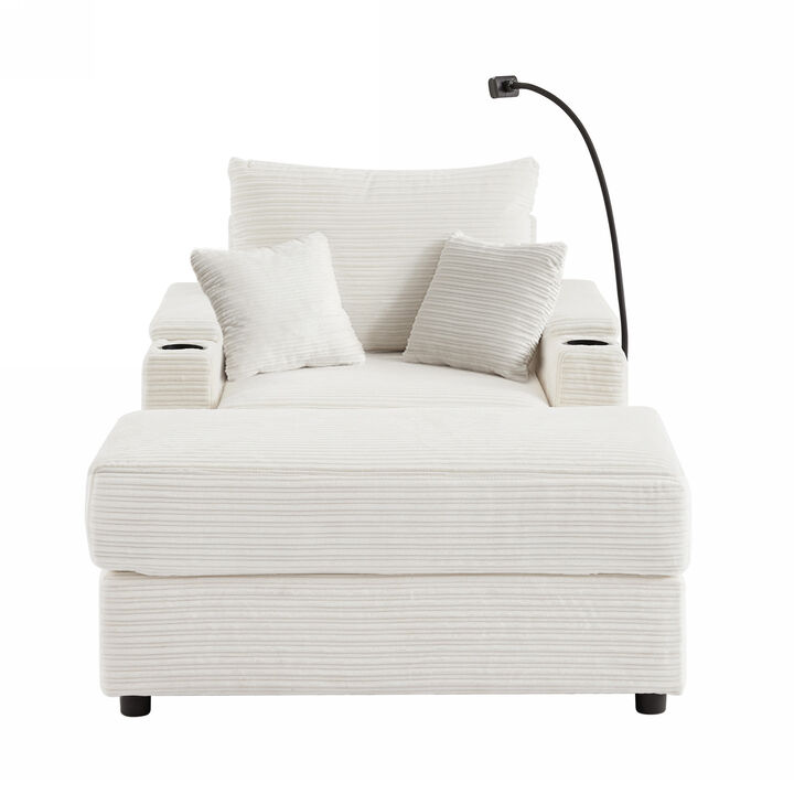 Merax Modern Style Single Sofa Couch with A Movable Ottoman