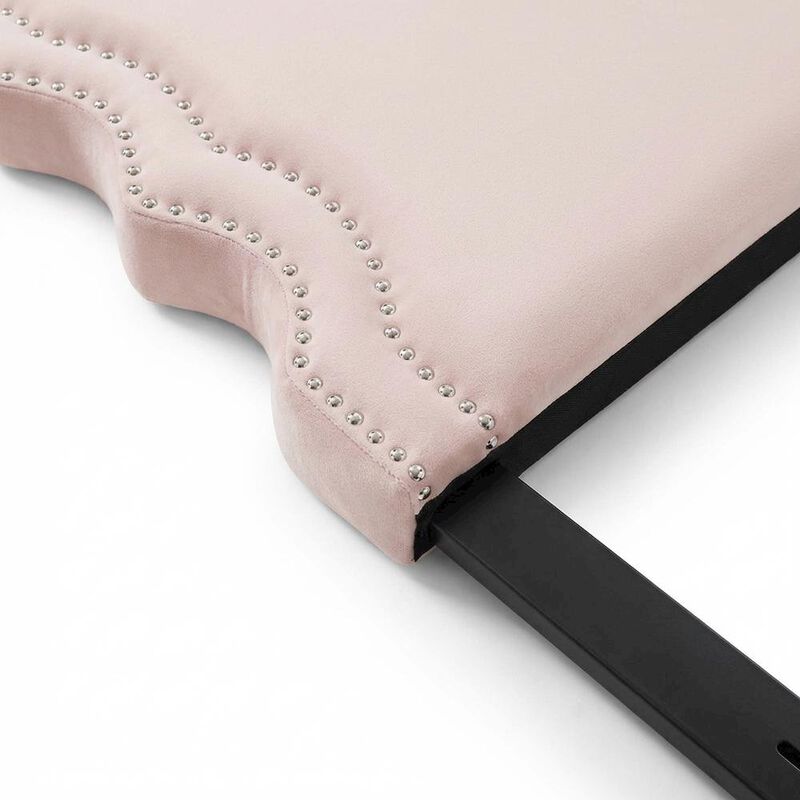 Pink Tufted Velvet Full/Queen Headboard with Plush Upholstery and Durable Frame image number 5