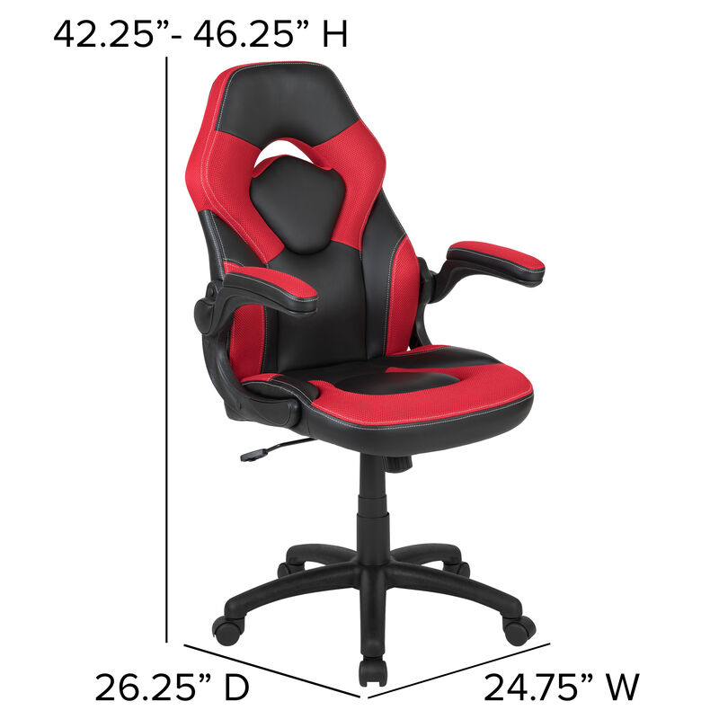 X10 Gaming Chair Racing Office Ergonomic Computer PC Adjustable Swivel Chair with Flip-up Arms, / LeatherSoft image number 4