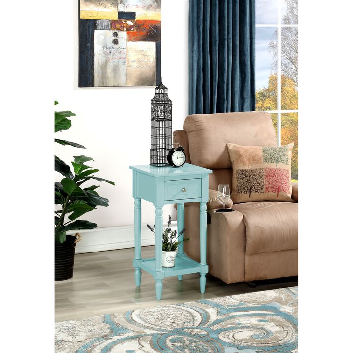 Convenience Concepts French Country Khloe 1 Drawer Accent Table with Shelf, Sky Blue