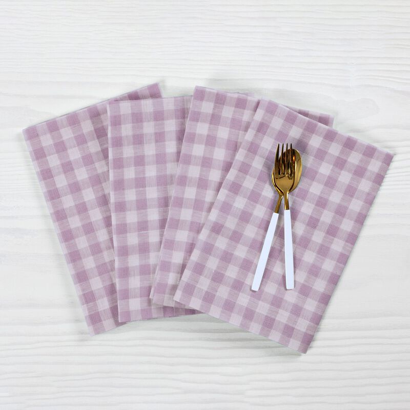 Solino Home Gingham Check 100% Linen Dinner Napkins &ndash; Set of 4, 20 x 20 in, Machine Washable, Holiday and Everyday Dining