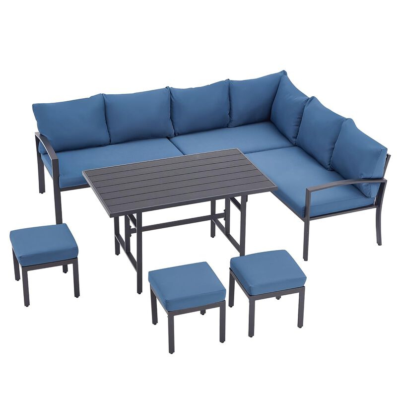 Mondawe 7 Pieces Modern Outdoor Conversation Set Patio Furniture with Waterproof, Outdoor Dining Sofa Set with Cushions for Balcony, Porch, Lawn image number 0