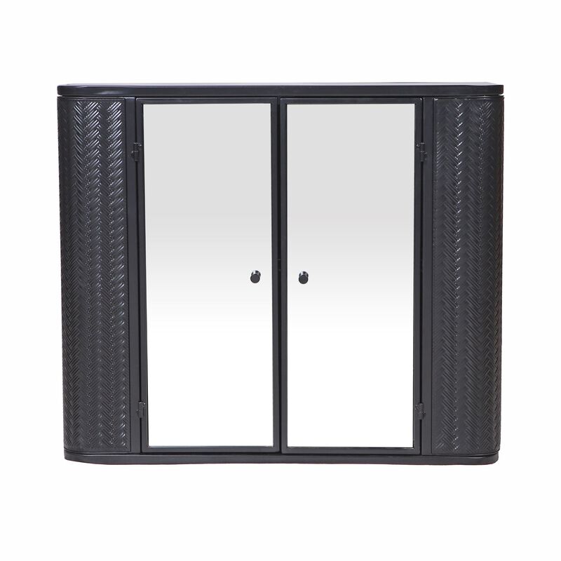 Clihome Wall-Mounted Bathroom Cabinet with Mirror, 2 Mirrored Doors & Open Shelf, Farmhouse Metal Frame Storage Cabinet with Open Compartment for Vanity, Toilet & Over-the-Sink image number 0