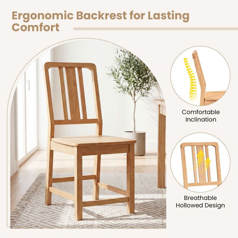 Set of 4 Rubber Wood Dining Chairs with Open Backrest Design image number 4