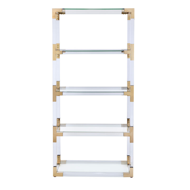 Pasargad Home  Mira Glass Etagere Bookcase with Gold Accents &ndash; 4 Shelf image number 1