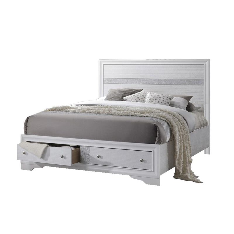 Best Quality Furniture Catherine White Platform Eastern King Bed - White