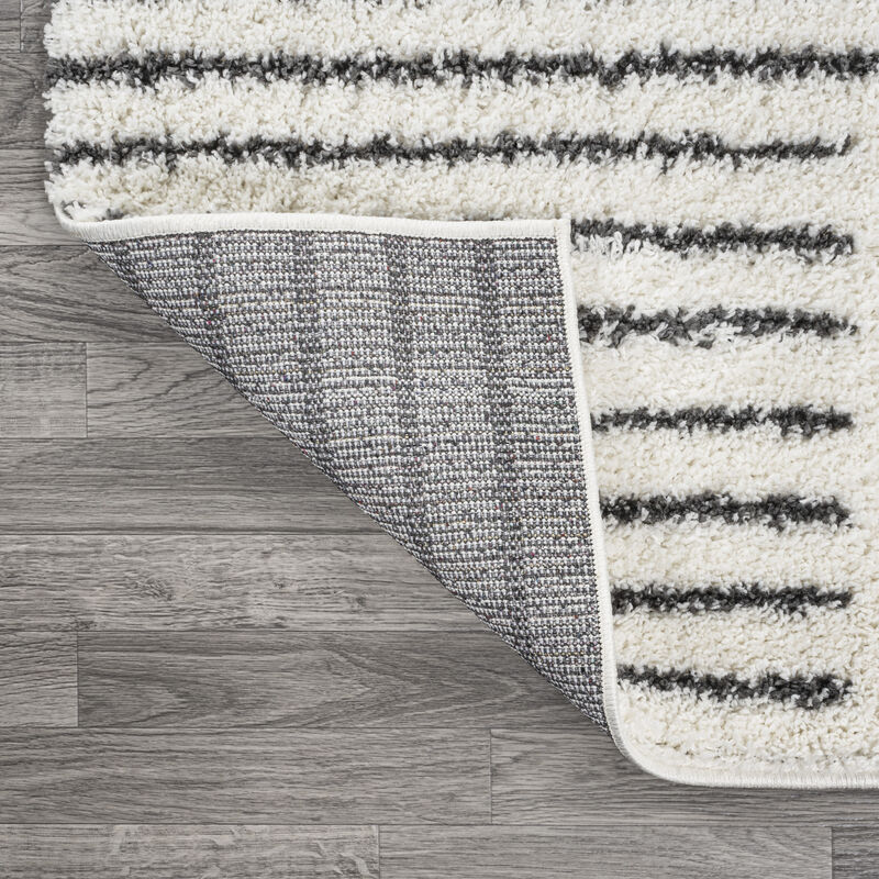 Petra Abstract Stripe Geometric Shag Area Rug