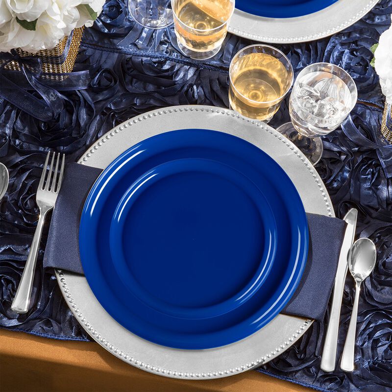 Solid Blue Flat Round Plastic Wedding Value Set (30 Sets) image number 7