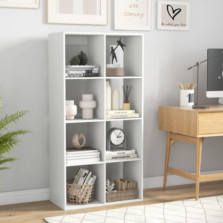 Hivvago 8 Cube Bookshelf with Back Guardrail for Living Room Bedroom
