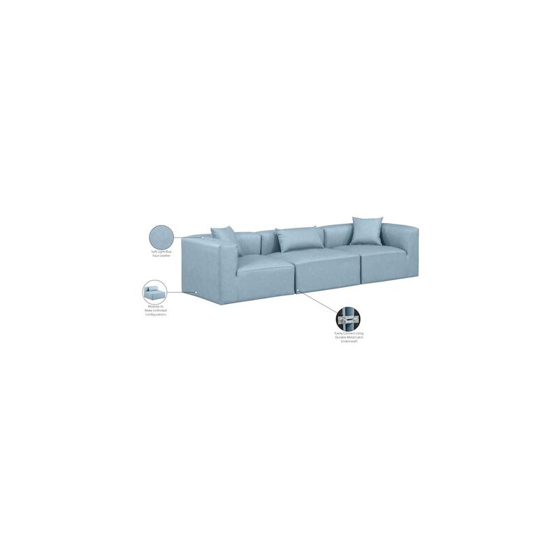 Meridian Furniture Cube Light Blue Vegan Leather Modular Sofa