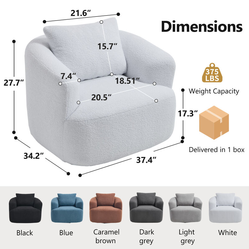GOODSILO 360-Degree Swivel Round Upholstered Comfort Chair with Plush Pillow image number 2