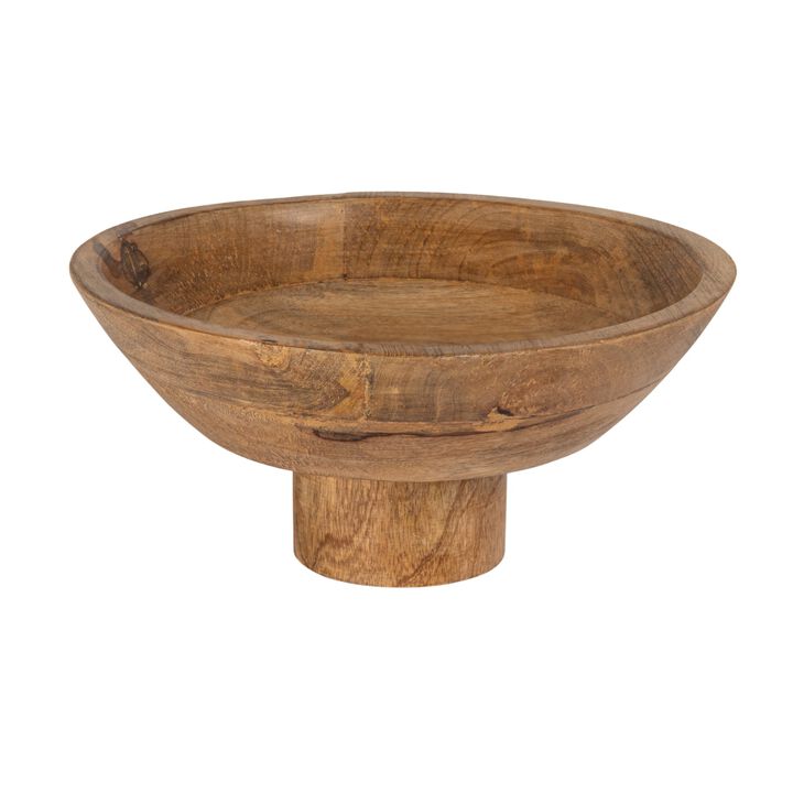 Mango Wood Footed Bowl, Natural