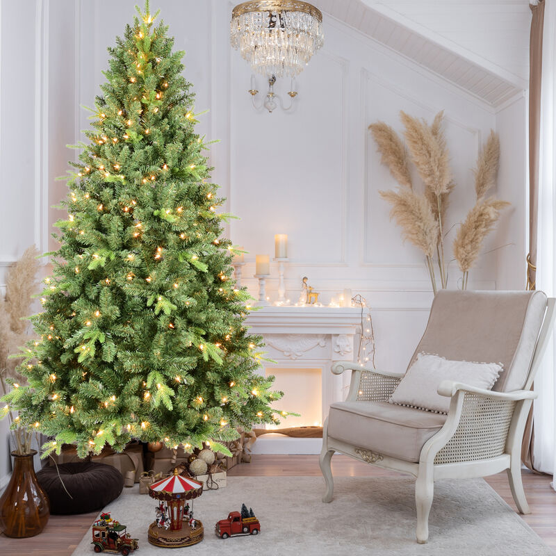 Whisen 4FT Pre-Lit Christmas Tree with 200 UL Warm White Lights &ndash; Classic Green Tree with 636 PE+PVC Tips, Hinged Branches for Easy Setup, Sturdy Metal Stand, Realistic Full Look image number 5