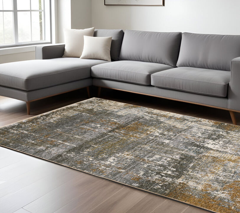 HomeRoots Abstract Area Rug With Fringe