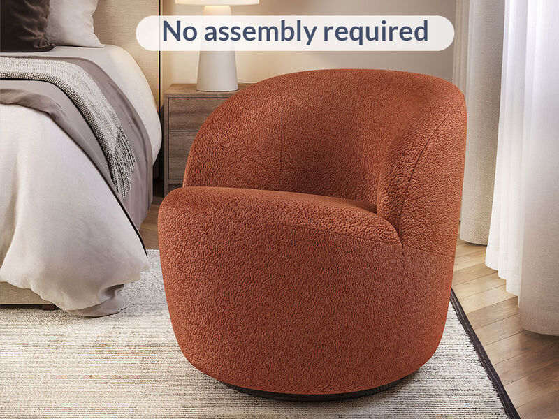 BELLEZE Swivel Barrel Chair, Velvet Modern Round Swivel Accent Chair, 360° Upholstered Swivel Single Sofa Armchair, Comfy Swivel Accent Chair for Living Room Bedroom - Slate (Brick)