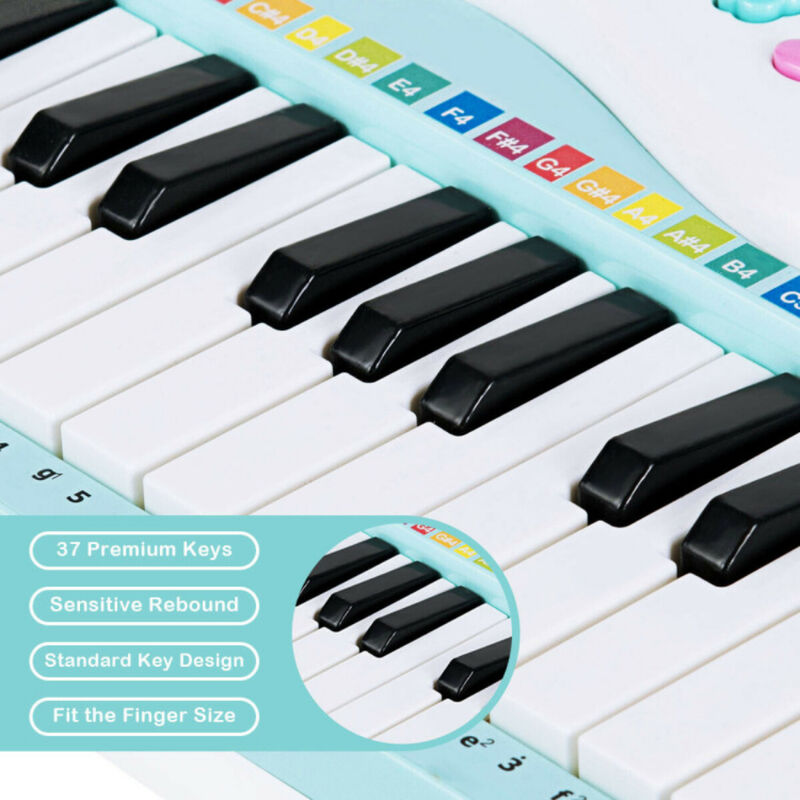 37 Key Electric Keyboard Piano with Microphone &ndash; Blue image number 4