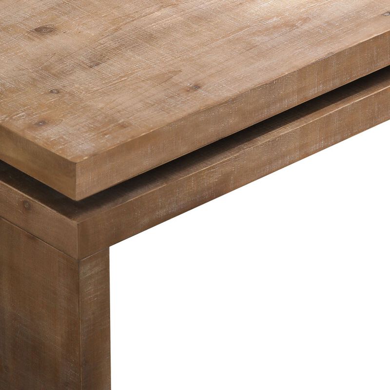 Rustic Farmhouse Rectangular Coffee Table with Floating Tabletop Design, Wooden Living Room Table image number 5