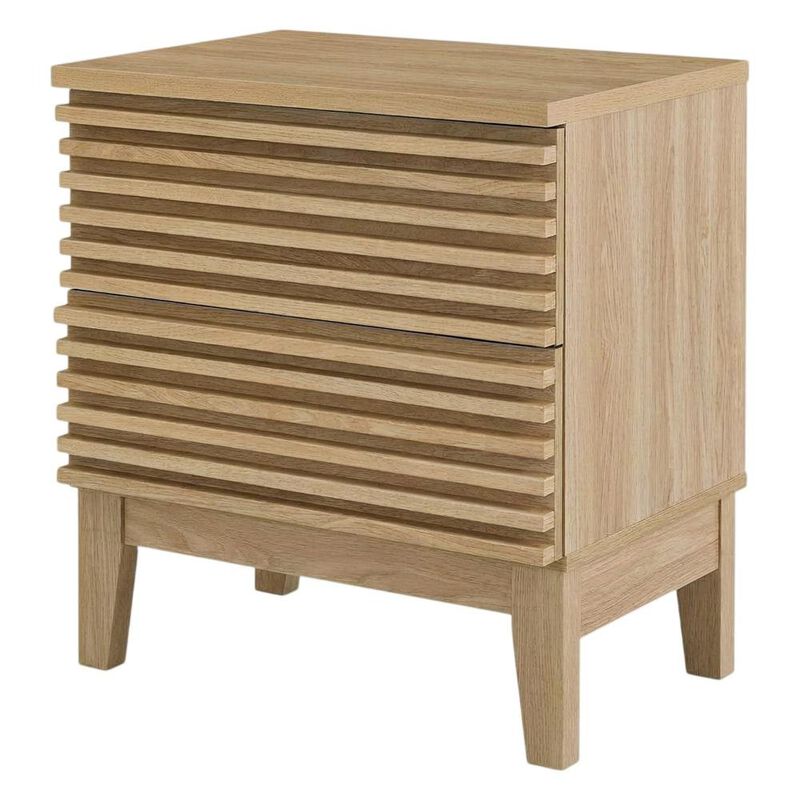 Two-Drawer Nightstand in Brown Modern Finish with Stylish Design image number 0