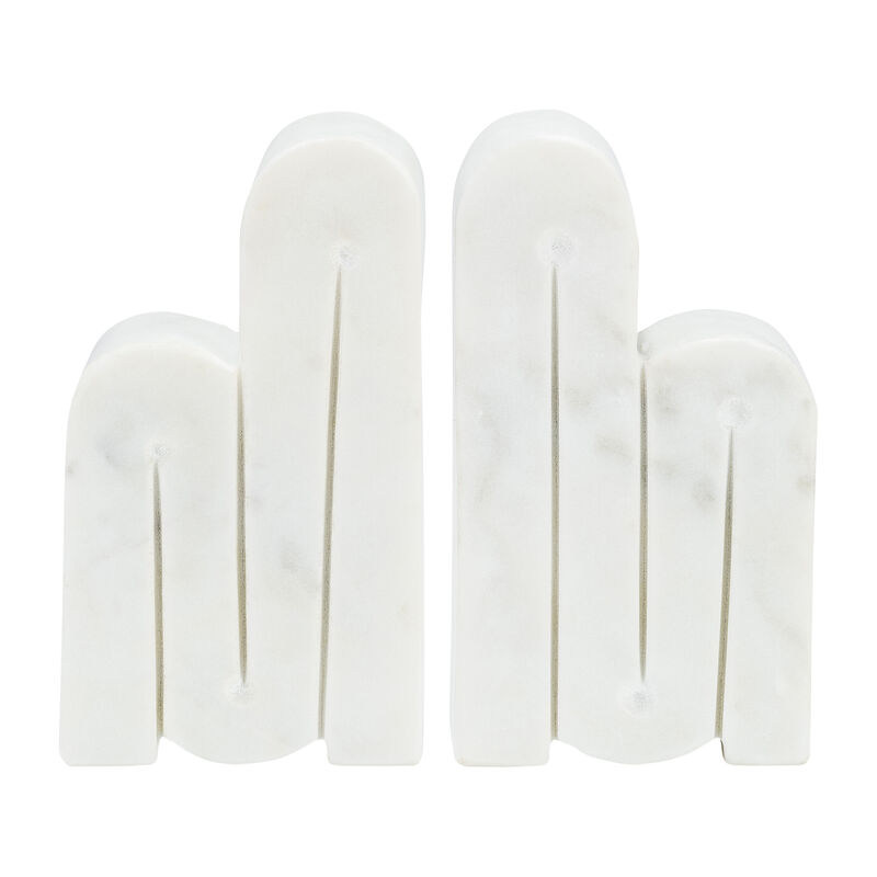 Marble Swirly Bookends, White image number 1