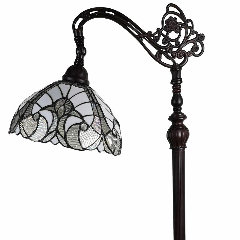 Hivvago 62" Brown And White Floor Lamp With White Glass Bowl Shade