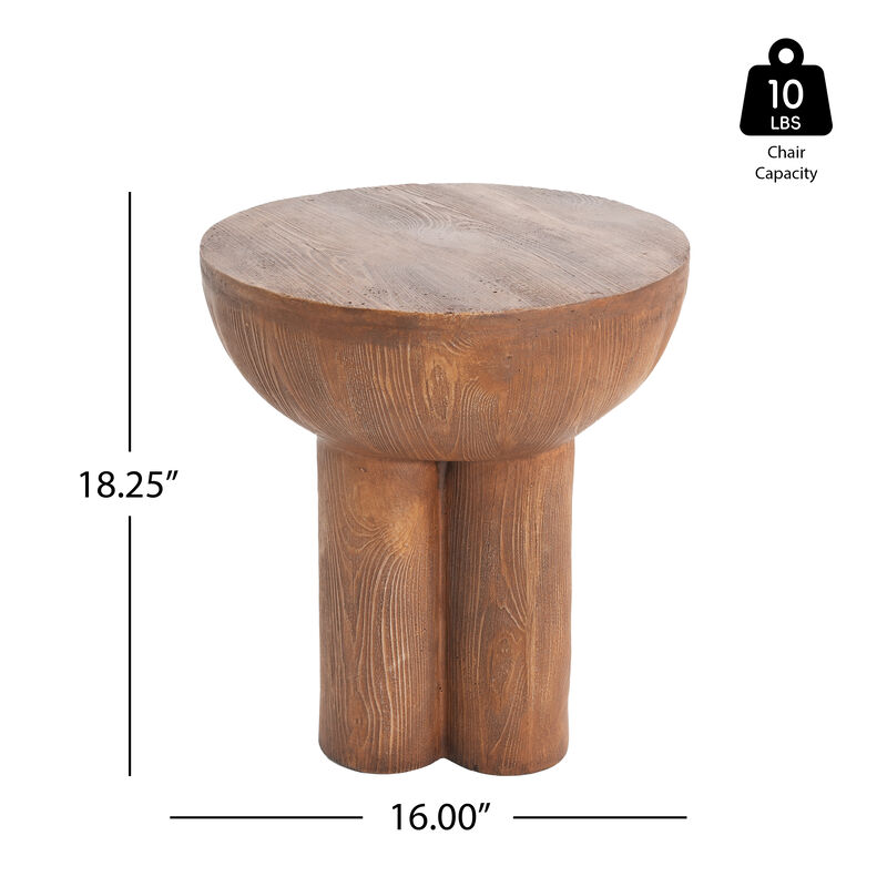 Christopher Knight Home Gorou Rustic Outdoor Three-Legged Lightweight Concrete Side Table image number 2