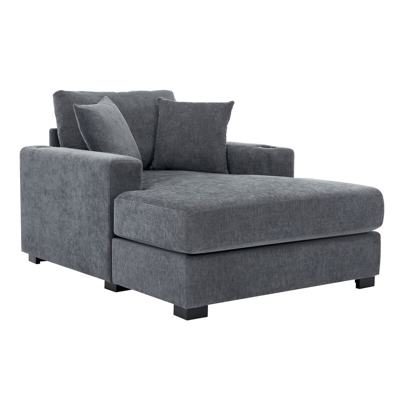 Merax Modern Chenille Chaise Lounge Sofa Couch