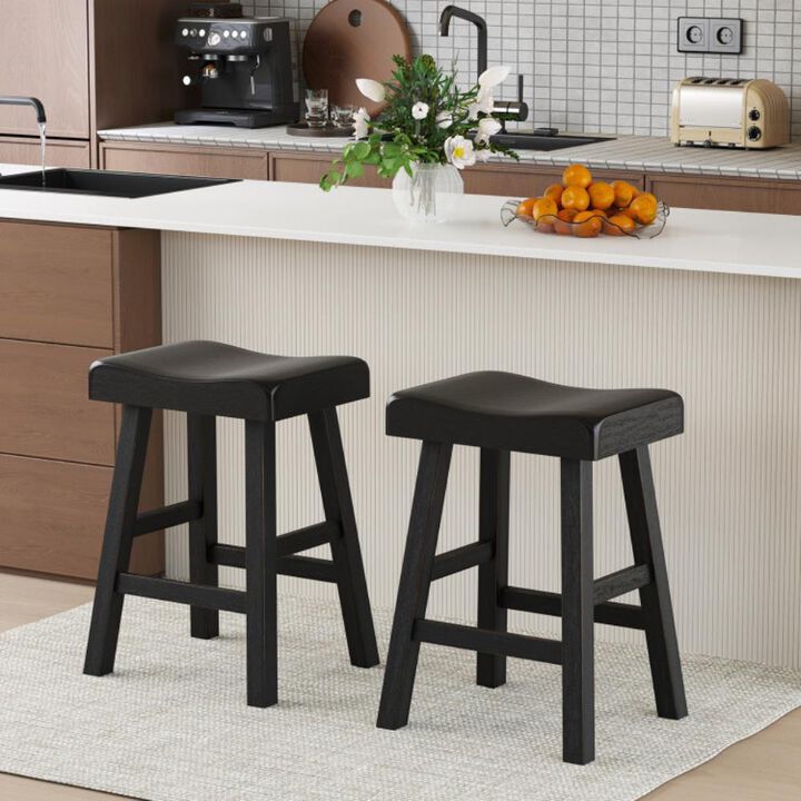 Hivvago Counter Height Stools Set of 2 with Footrest for Restaurant Cafe Pub