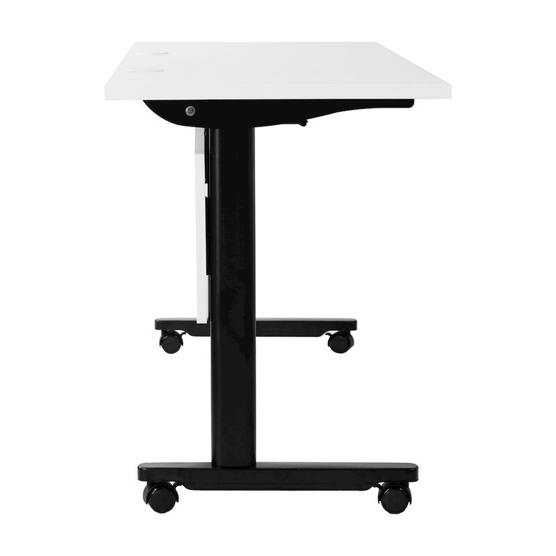 Flash Furniture 60" x 24" Nesting Flip Training Table with T-Legs, Modesty Panel, White Tabletop image number 4