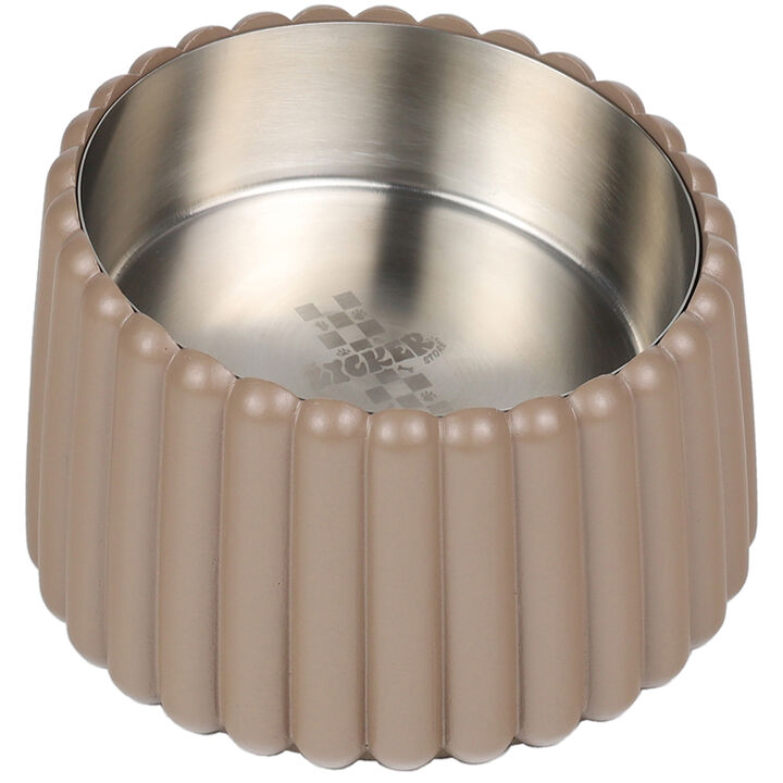Ripple Ridge Slanted Concrete and Stainless Steel Bowl 16oz (2 Cups) Pet Feeder