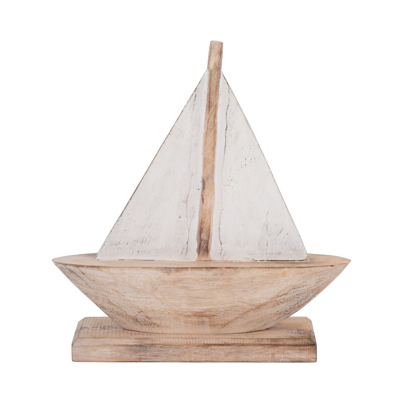 Wood, 14" Sailboat, Natural/white image number 3