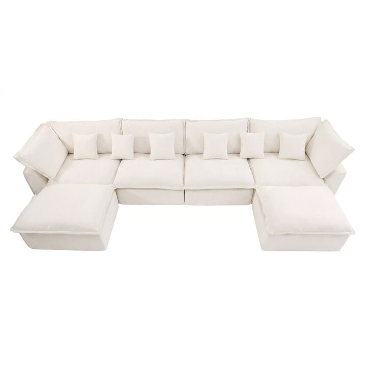 Vipbear 170 Inch Oversized Modular U Shaped Sectional Sofa with Movable Ottoman, Extra Deep Seats