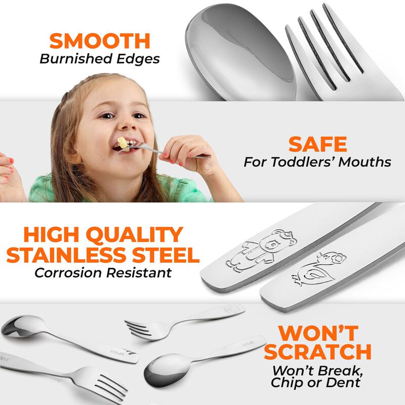 Kids & Toddler Cutlery Set Designed For Self Feeding (4 pcs - Spoon & Fork)