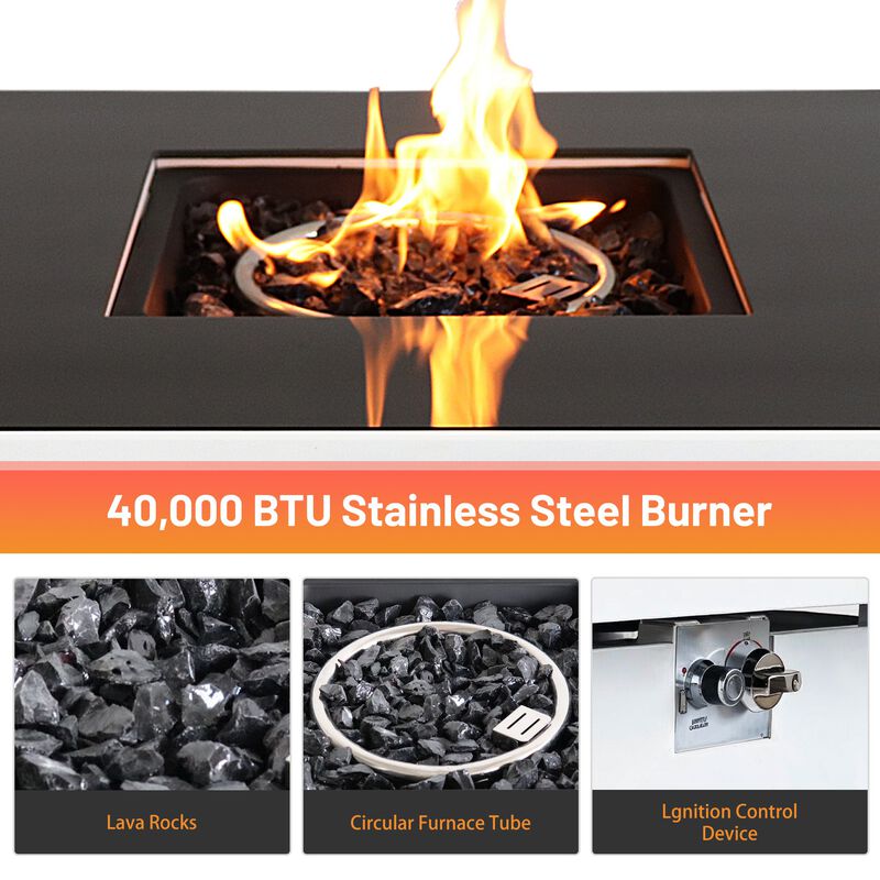 Mondawe 30 Inch White Steel Propane Outdoor Fire pit Table