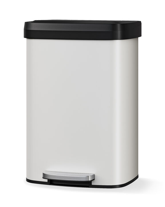 Rustproof Large Metal Step Kitchen Trash Can, Soft Close Lid with Liner Rim & Rear Handle, Hands-Free Quiet Durable Waste Bin