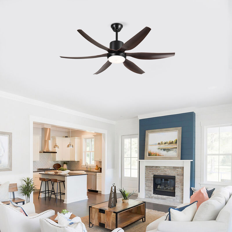 56" 6 Blade Ceiling Fan with Dimmable LED Light Kit and Remote Control image number 9