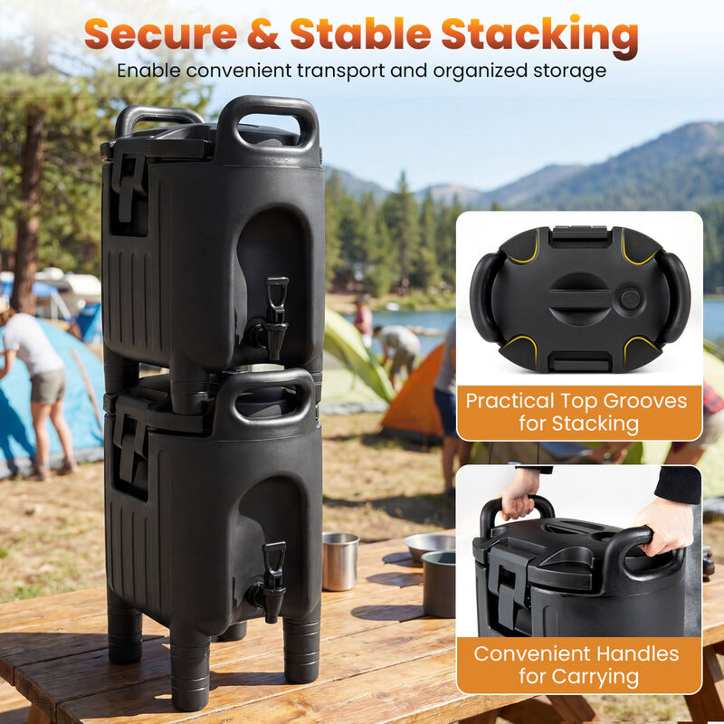 Portable Insulated Beverage Dispenser with Handles and Two Stage Faucet for Parties-Black image number 6