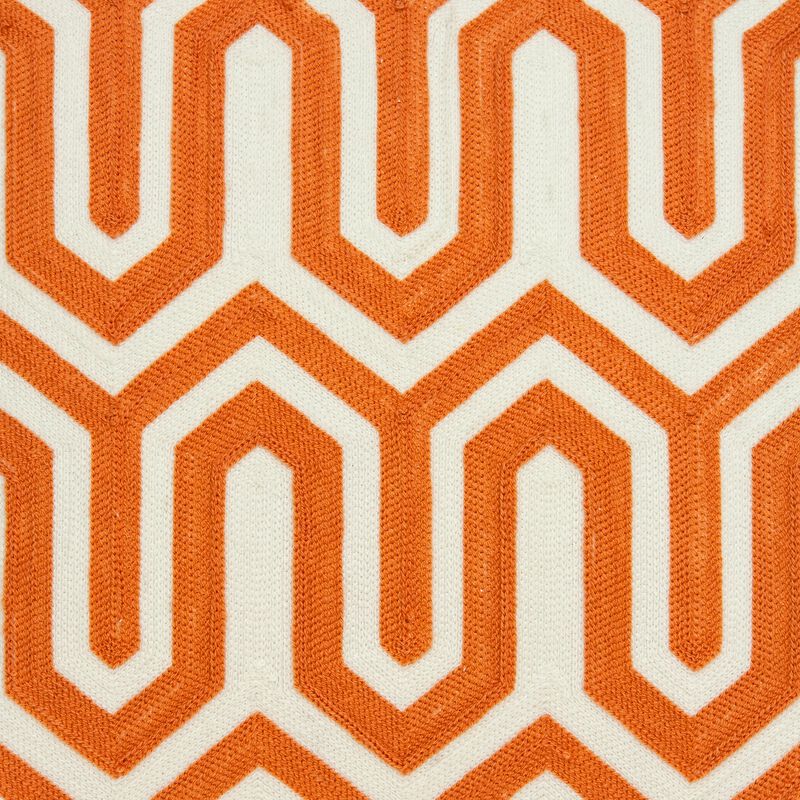 20" Orange Geometrical Embroidered Throw Pillow image number 5