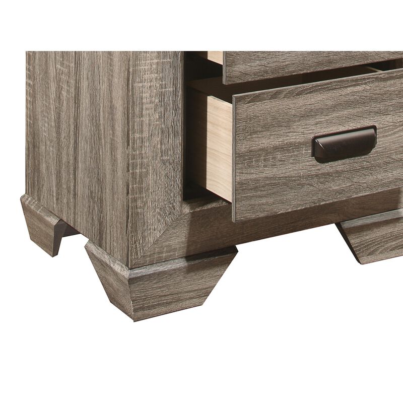 Natural Finish 1pc Nightstand Flat Cup Pulls Two Dovetail Drawers Wooden Bedside Table Bedroom Furniture