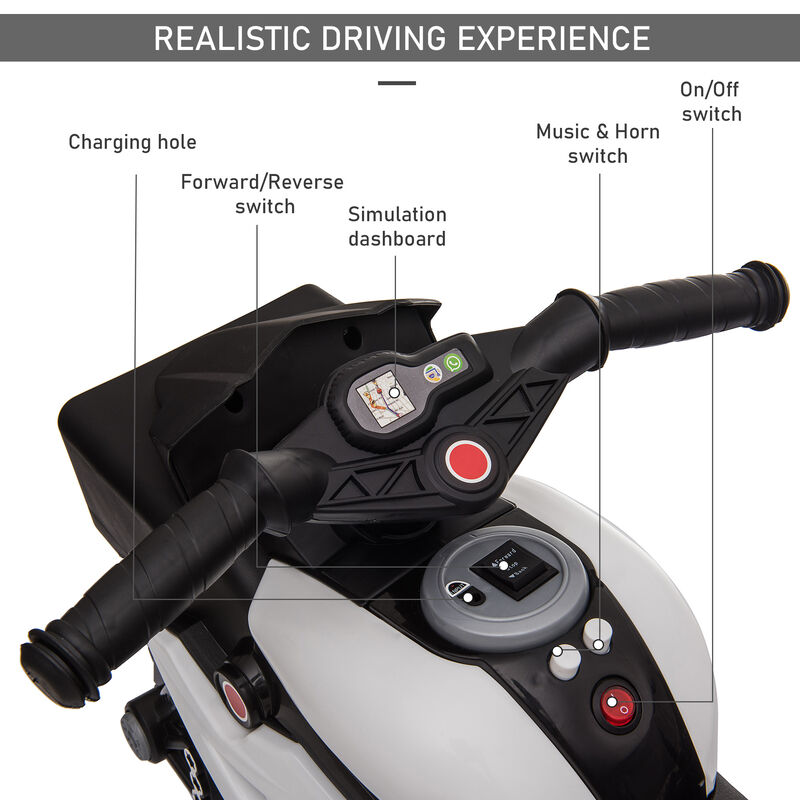 BreeBe 6V Kids Motorcycle Toddler Ride-on Toy, High-Traction Battery-Operated Mini Electric Motorbike with Forward/Reverse Switch, Music, Headlights, Horn image number 5