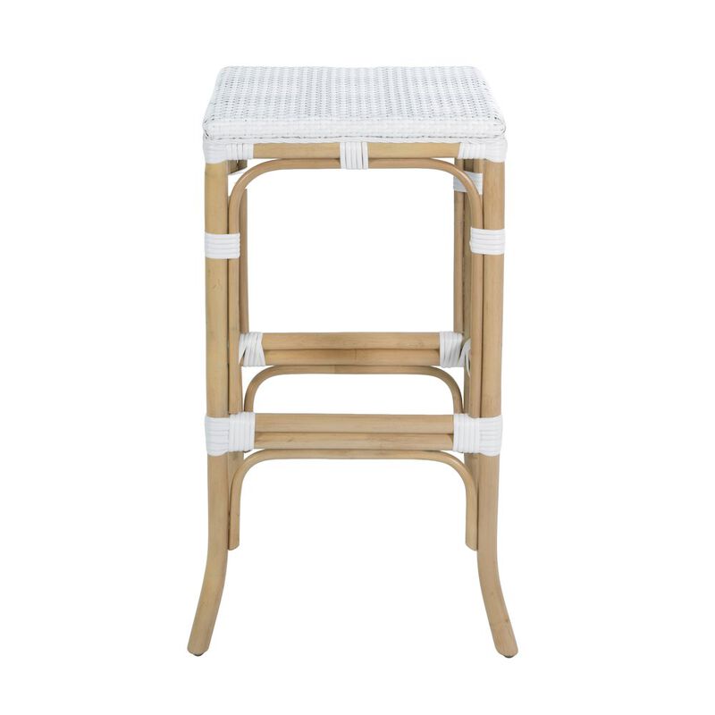 Butler Specialty Laguna 30.5 in. Seat Height Rectangular Rattan Backless Bar Stool White and Navy image number 3