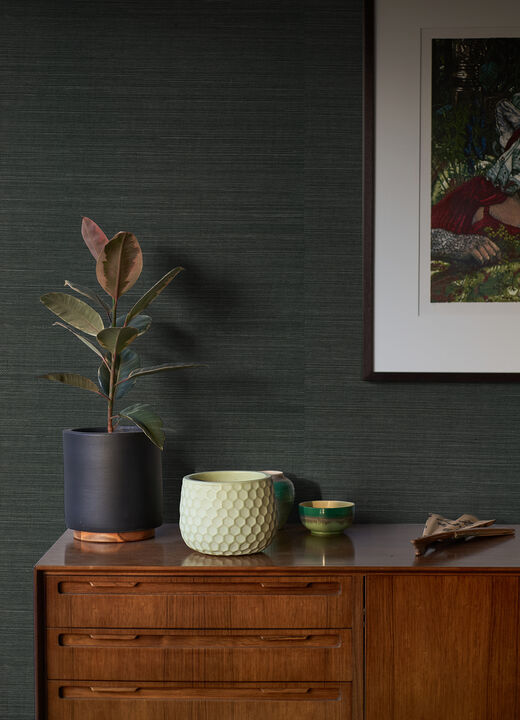Kowloon Charcoal Sisal Grasscloth Wallpaper (Set of 2)