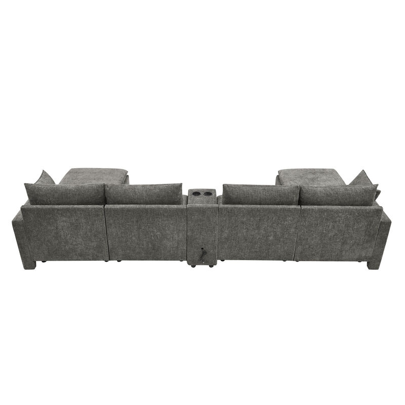 Gukkok 143.8" Spacious U-Shaped Modular Sectional Sofa image number 4