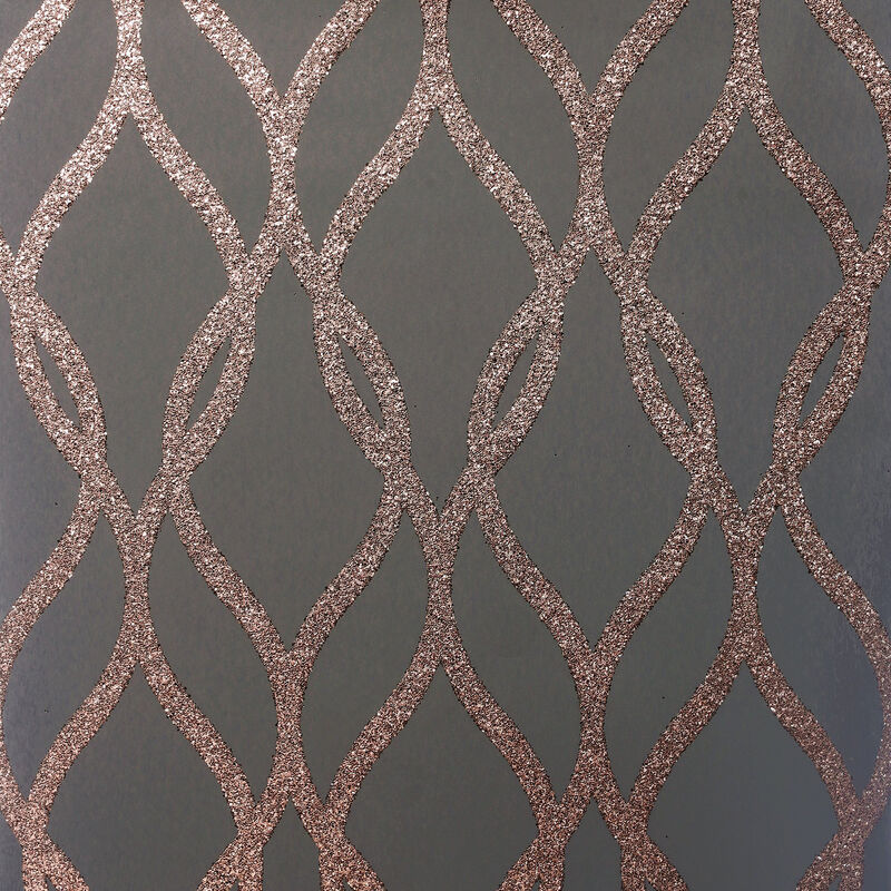 Ava Rose Gold Glittering Ogee Wallpaper image number 0