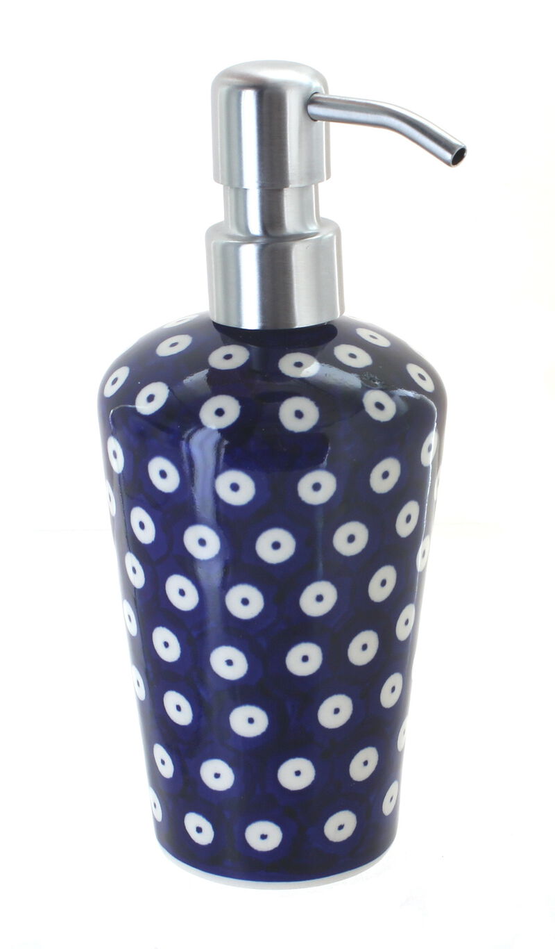 Blue Rose Polish Pottery Periwinkle Soap Dispenser