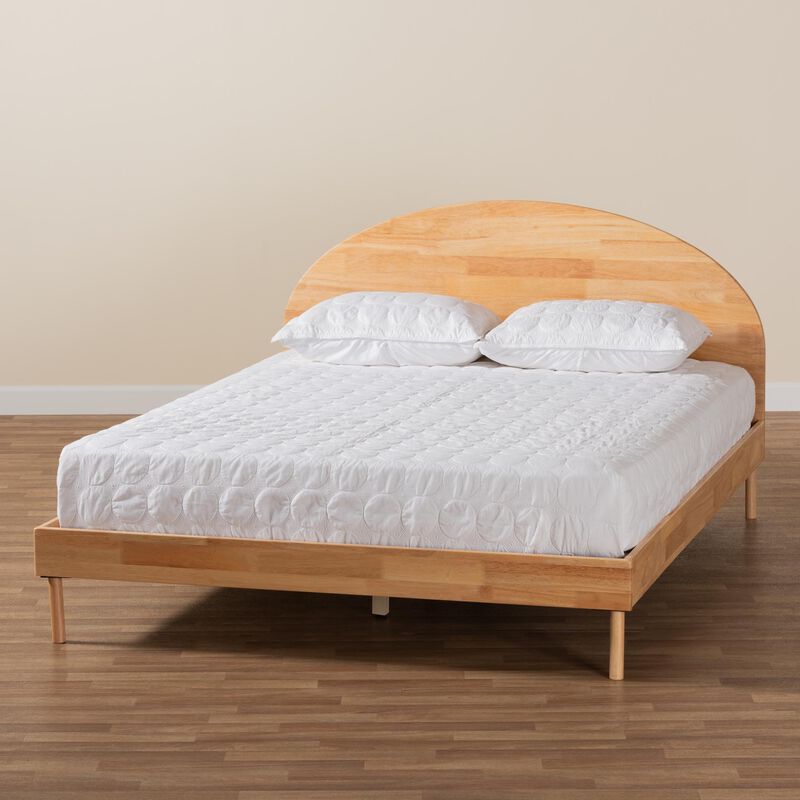 Baxton Studio Denton Japandi Natural Brown Finished Wood Queen Size Platform Bed