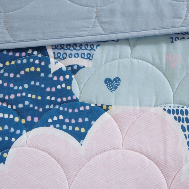 Hivvago Full/Queen Kids Blue Pink Unicorn Clouds Quilt Coverlet Bedspread Set