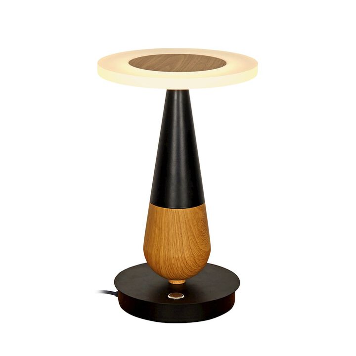VONN Lighting Height Integrated LED Table Lamp in Plated Black Wood Finish