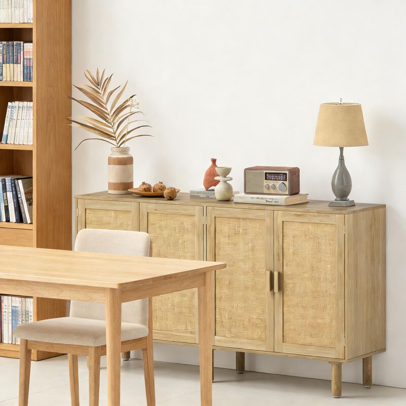 TATEUS Rattan Entryway Hall Cabinet, Multi-Functional Sideboard image number 5