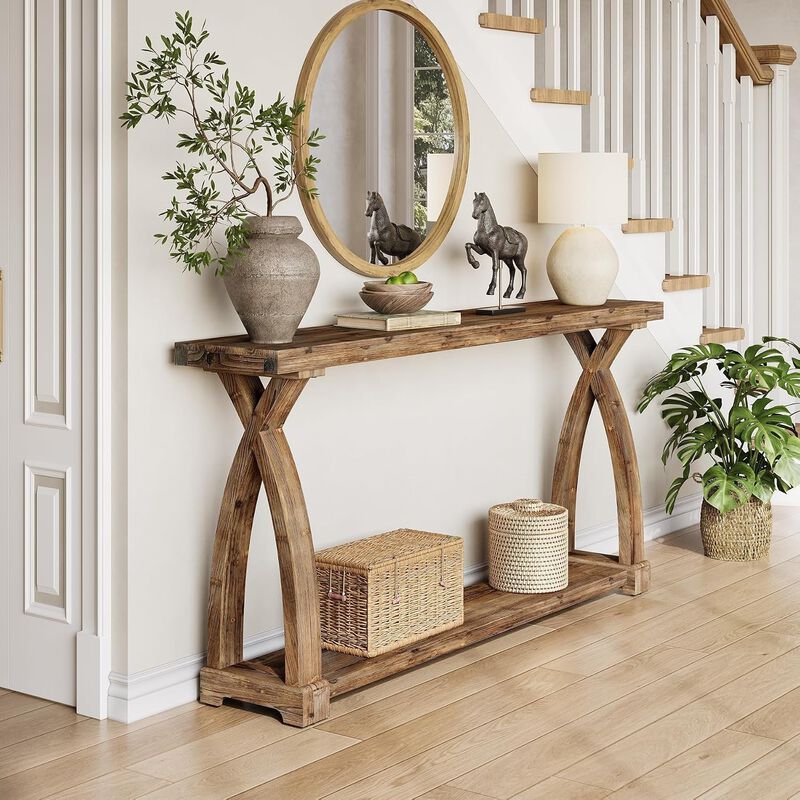 Tribesigns Farmhouse 2-Tier Console Table image number 2