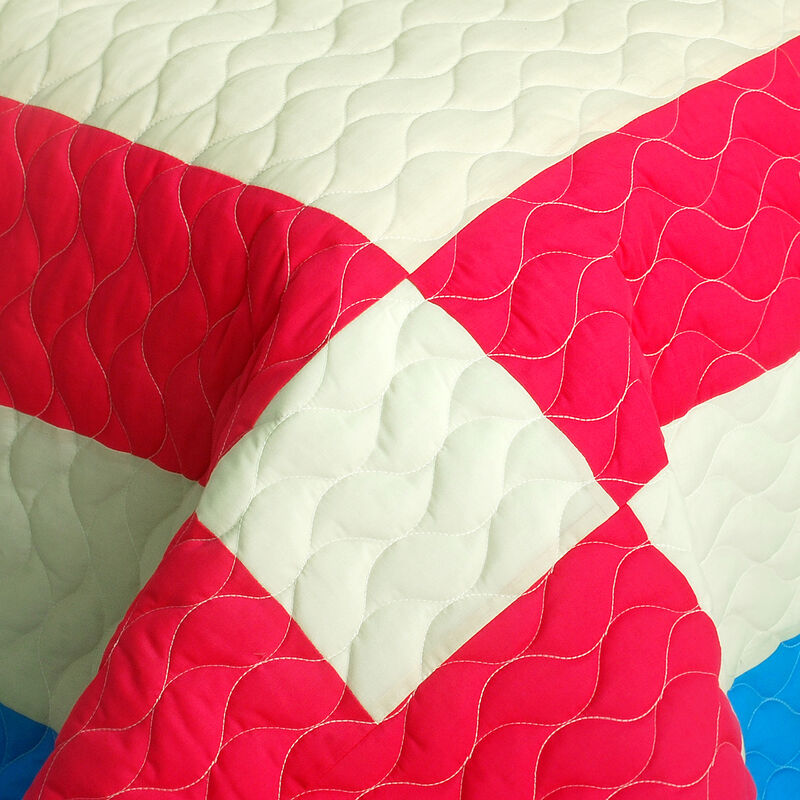 3 Piece Queen Patchwork Quilt Set Snow Queen Bedroom Bedding image number 2